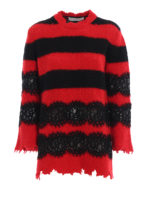 Girocollo a righe in lana e alpaca con pizzo