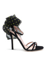 Sandali in suede con fiocco in tulle a pois