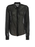 Camicia con strass e dettagli in eco pelle