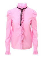 Camicia in cotone con fiocco e ruches