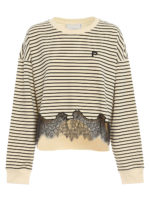 Felpa in cotone a righe con pizzo