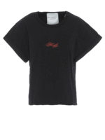 T-shirt nera in cotone a scatoletta