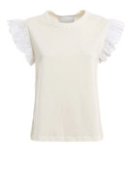 T-shirt con rouches in pizzo sangallo