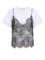 T-shirt in cotone con top in pizzo
