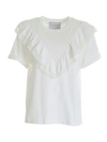 T-shirt con inserti in pizzo bianca