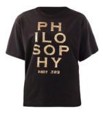 T-shirt in jersey con logo di paillettes