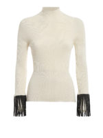 Pull in misto lana a costina con frange