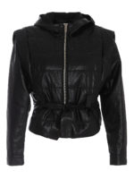 Giacca in finta pelle con cintura e cappuccio