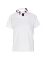 T-shirt bianca con colletto gioiello