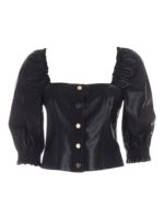 Top in finta pelle con bottoni Lusinghiero