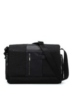 Messenger nera in tessuto e pelle