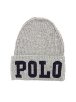 Berretto grigio con logo blu