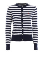 Cardigan a righe con ricamo logo