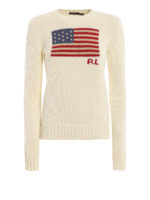 Girocollo bianco con bandiera americana