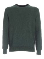 Pullover verde con ricamo logo blu