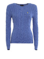 Pull a trecce con logo a contrasto