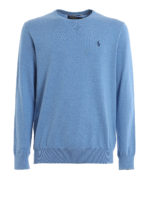 Pull girocollo in cotone azzurro