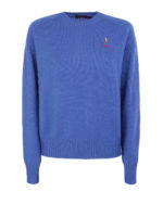 Pull blu in lana con logo ricamato
