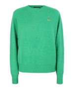 Pull verde in lana con logo ricamato