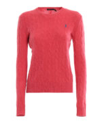 Pull rosa in merino e cashmere a trecce