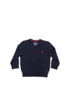 Pullover blu con patch rosso