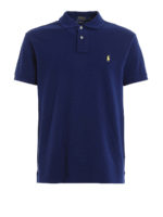 Polo slim fit in cotone pique blu scuro
