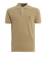 Polo slim fit in cotone pique kaki