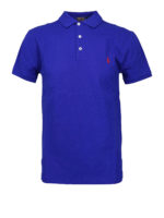 Polo in cotone pique blu con logo