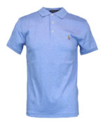 Polo in cotone pique azzurra con logo