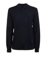 Polo in lana merino blu