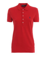 Polo slim in pique di cotone rosso