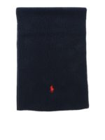 Sciarpa blu con ricamo logo rosso