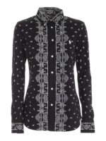 Camicia nera con stampe a contrasto