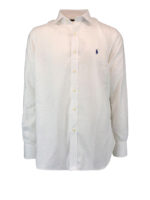 Camicia in lino con ricamo logo