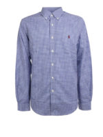 Camicia a quadri con logo ricamato