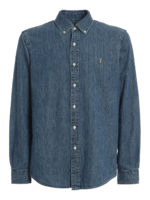 Camicia in denim con ricamo logo