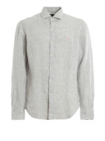 Camicia in lino con ricamo del logo