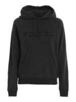 Felpa con logo in pelle