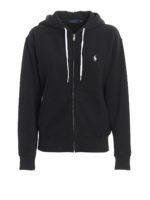 Felpa nera con cappuccio con logo ricamato