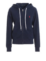 Felpa blu con cappuccio con logo ricamato