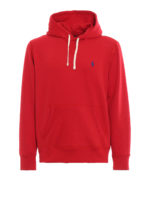 Felpa rossa in misto cotone con cappuccio