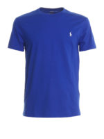 T-shirt bluette con logo ricamato