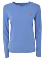 T-shirt a maniche lunghe con logo azzurra