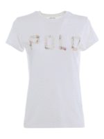 T-shirt logo in cotone con paillettes