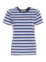 T-shirt blu bianca e azzurra a righe