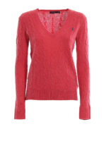 Pull a V in merino e cashmere a trecce
