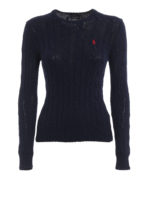 Pull in cotone Pima blu scuro a trecce