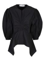 Blusa cotone con manica a sbuffo