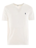 T-shirt a V con ricamo logo