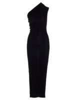 Abito monospalla in lana a coste